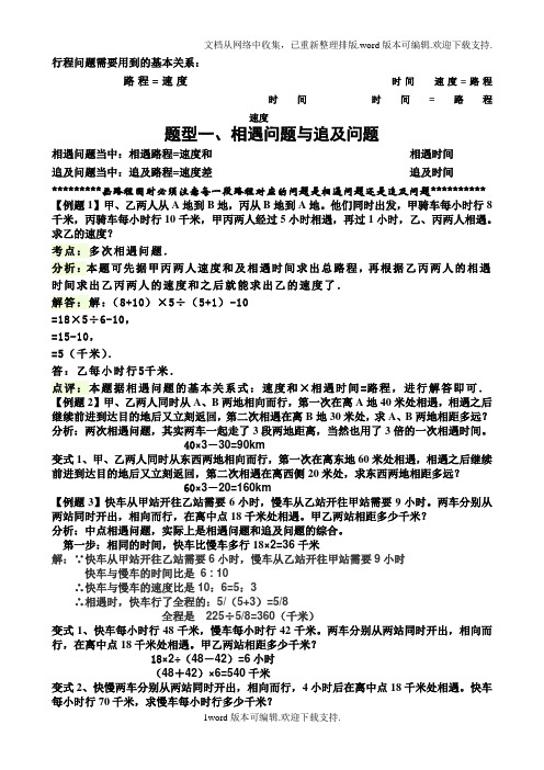 小学六年级数学行程问题综合讲解