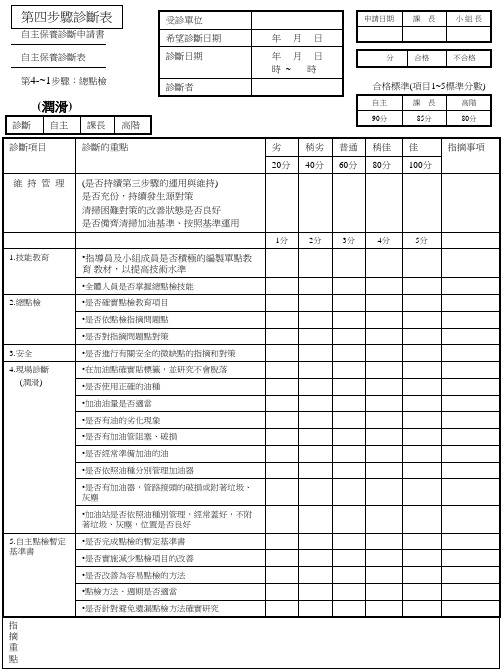 自主保全第四步骤诊断表