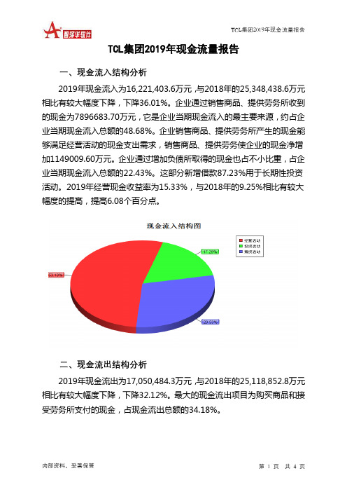 TCL集团2019年现金流量报告