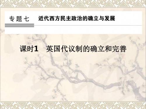 高中历史专题七近代西方民主政治的确立与发展课时1英国代议制的确立和完善课件人民选修