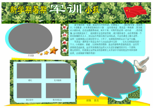 军训小报暑期新学期暑假军训集训军营生活小报A4横排电子小报手抄报模板空白可编辑小报