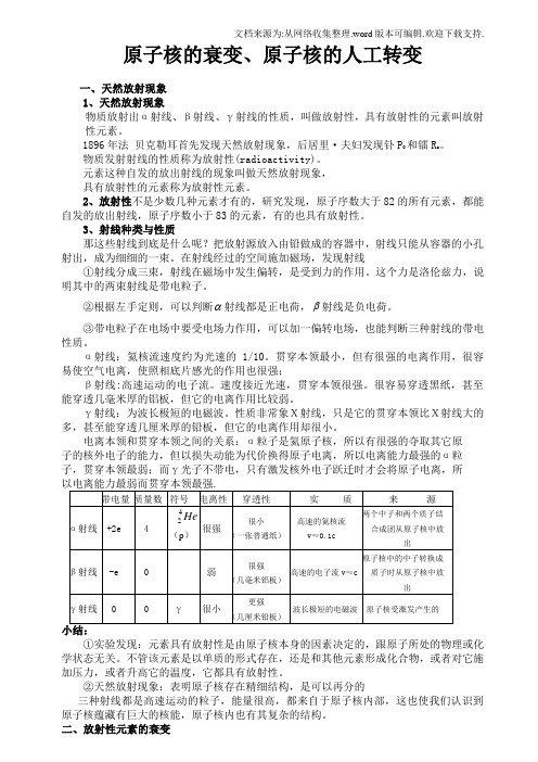 原子核衰变、人工转变