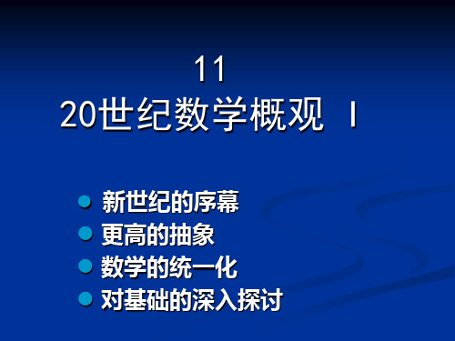 11 20世纪数学概观 I汇总