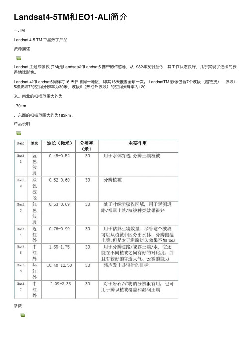Landsat4-5TM和EO1-ALI简介