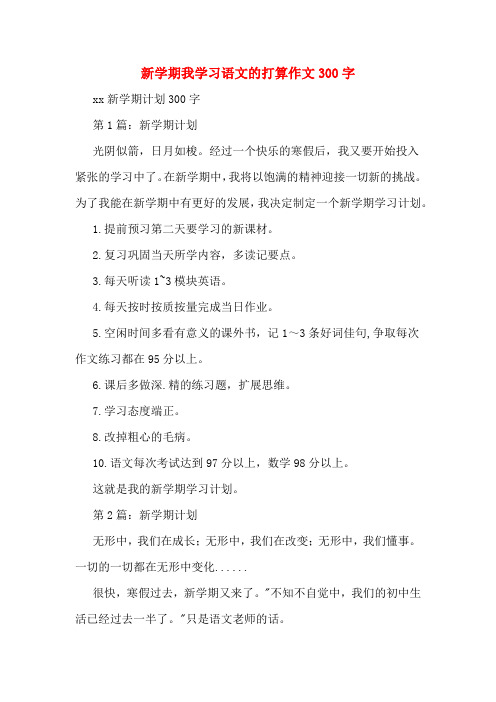 新学期我学习语文的打算作文300字