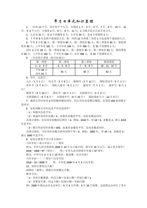 苏教版数学三年级下册年月日知识点