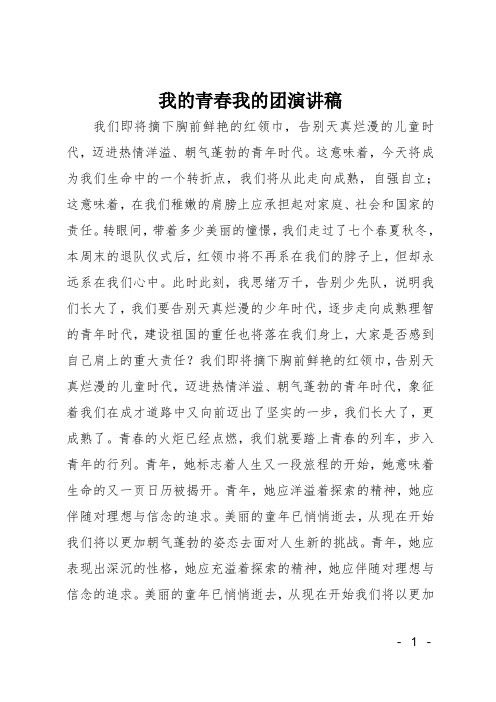 我的青春我的团演讲稿