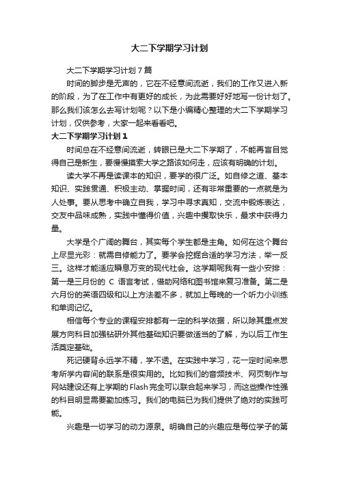 大二下学期学习计划7篇