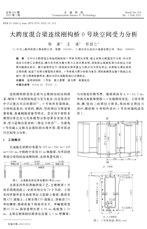 大跨度混合梁连续刚构桥0号块空间受力分析