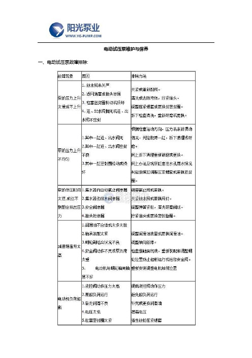 电动试压泵维护与保养