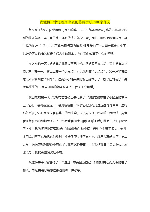 我懂得一个道理用夸张的修辞手法300字作文