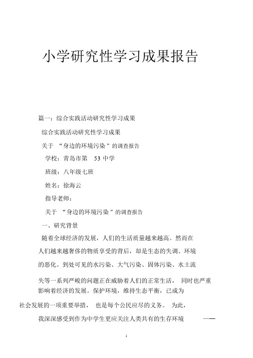 小学研究性学习成果报告