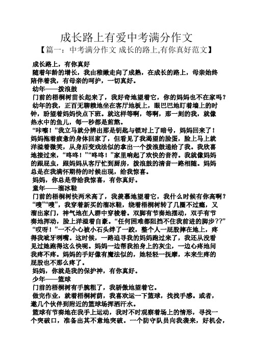 成长路上有爱中考满分作文