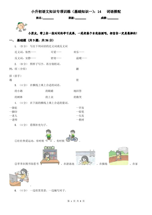 小升初语文知识专项训练（基础知识一）：14   词语搭配