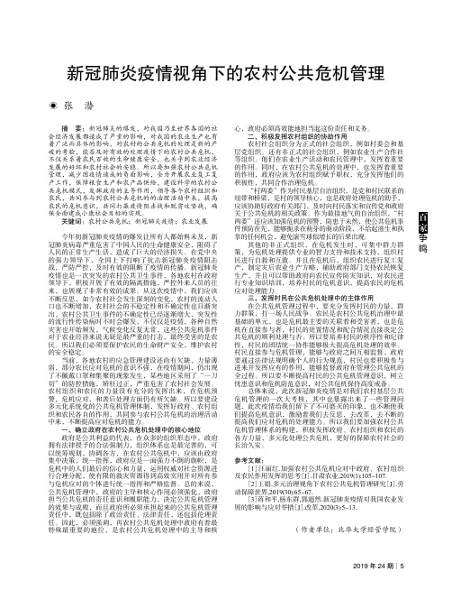 新冠肺炎疫情视角下的农村公共危机管理