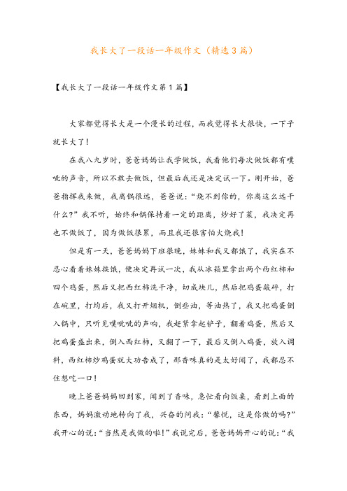 我长大了一段话一年级作文(精选3篇)