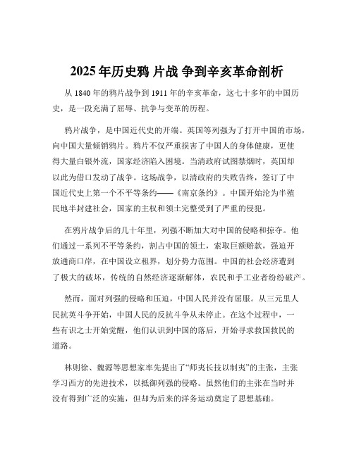 2025年历史鸦 片战 争到辛亥革命剖析