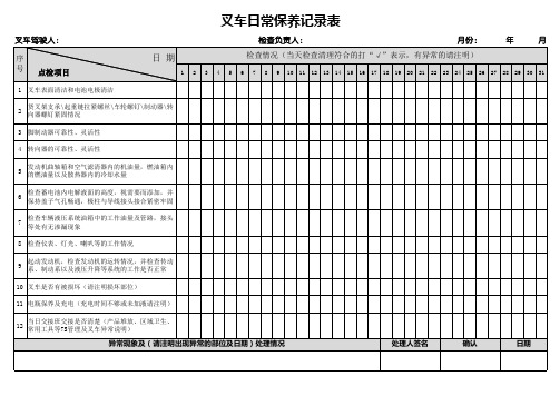 最适用的《叉车日常保养记录表》