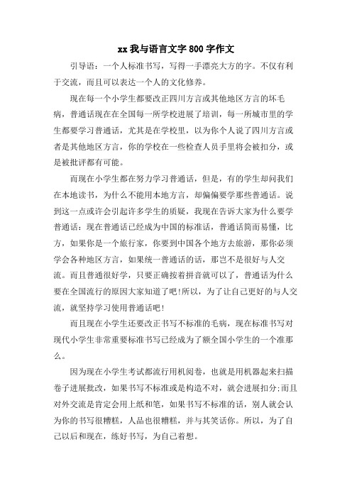 xx我与语言文字800字作文