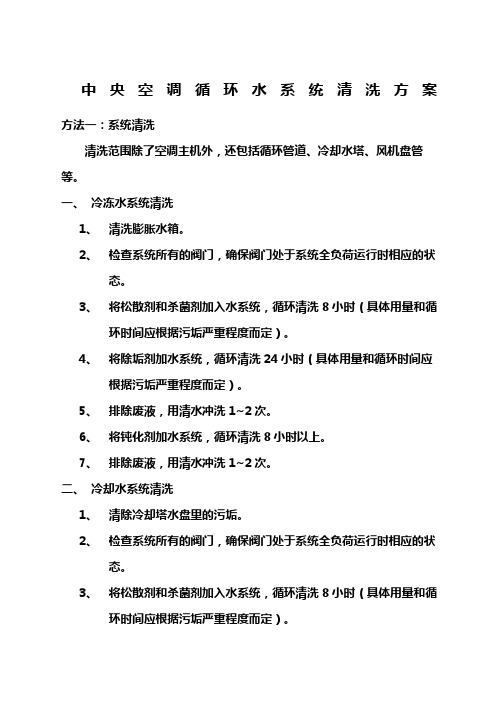 中央空调循环水系统清洗方案