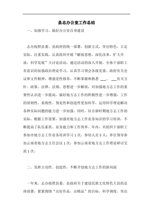 县志办公室工作总结