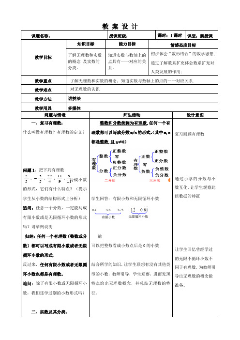 人教版七年级下册 6.3《实数》 教案设计