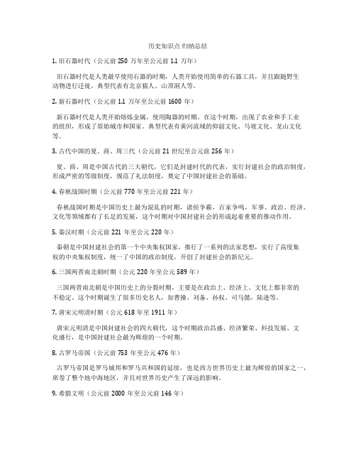 历史知识点 归纳总结