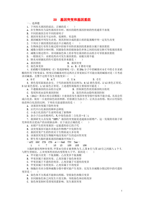 高考生物一轮复习 专题突破24 基因突变和基因重组定时跟踪检测(含解析)新人教版