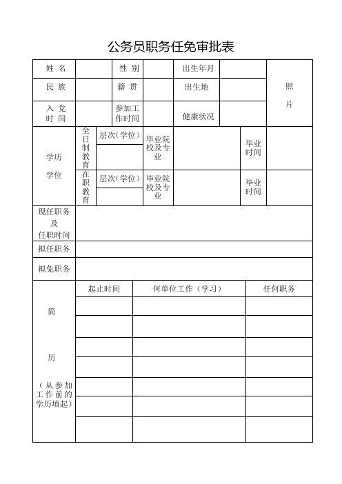 公务员职务任免审批表