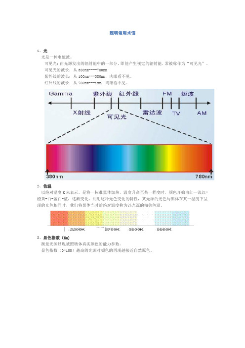 照明常用术语