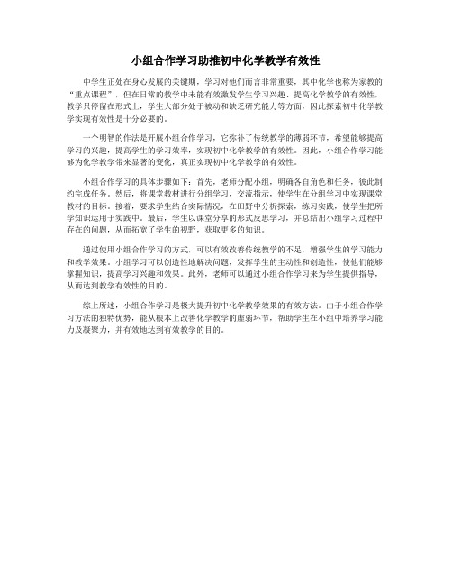 小组合作学习助推初中化学教学有效性