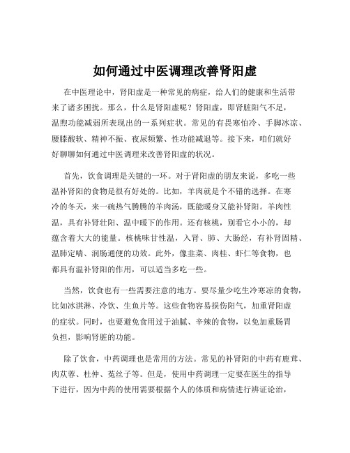 如何通过中医调理改善肾阳虚