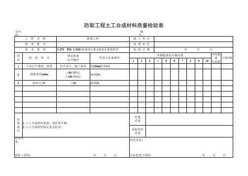 防裂工程土工合成材料质量检验表