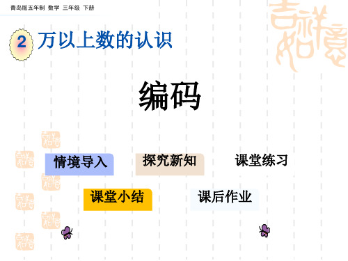 青岛版五四制小学三年级下册数学第二单元 万以上数的认识 编码