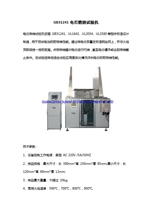 GB31241电芯燃烧试验机