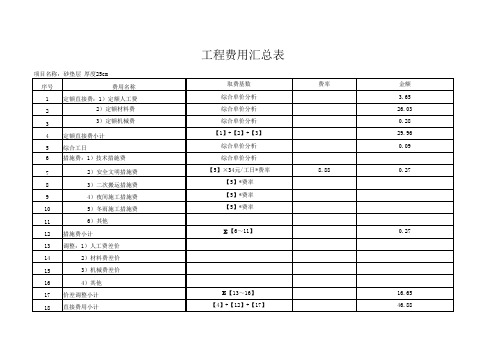 砂垫层单价分析