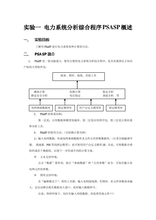 电力系统分析仿真实验