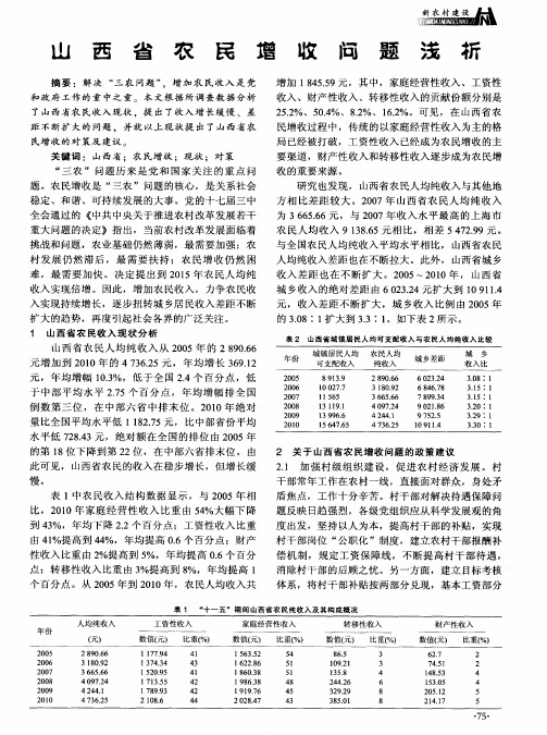 山西省农民增收问题浅析