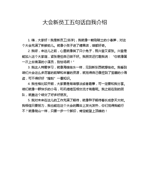 大会新员工五句话自我介绍