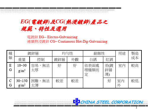 EG(电镀锌)及CG(热浸镀锌)产品之规范、特性及选用  (1)