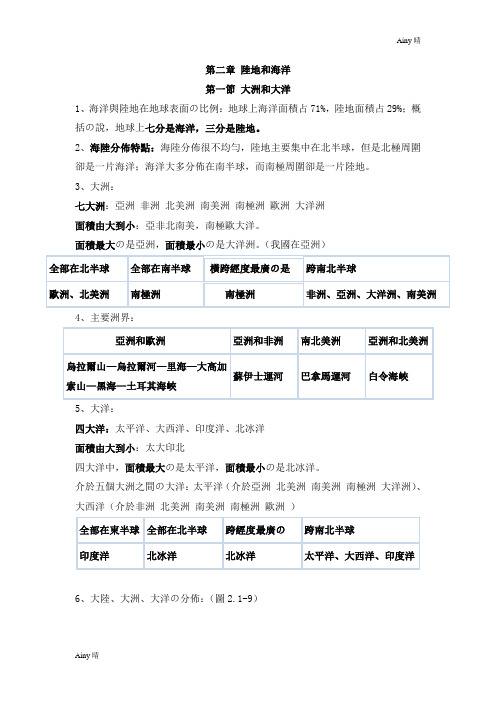 人教版七年级地理上册-第二章知识点