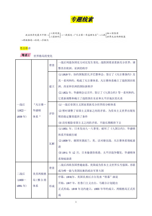 (贵阳专版)2019中考历史总复习第二编热点专题速查篇专题8近现代国际关系的演变(精讲)试题