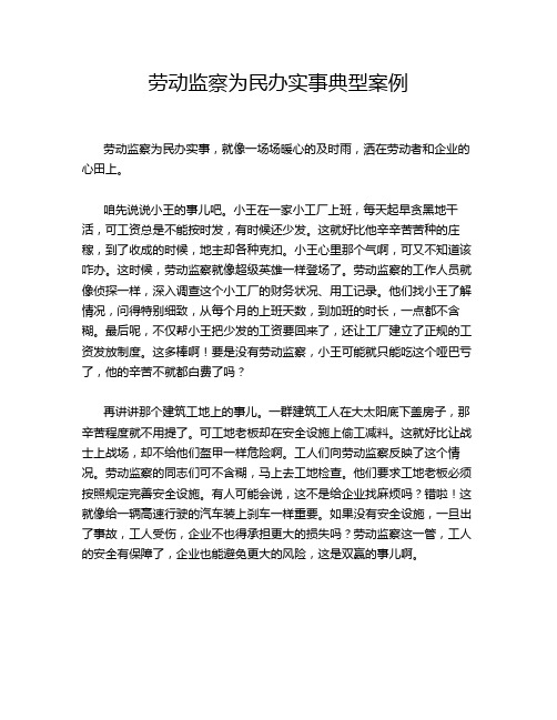 劳动监察为民办实事典型案例