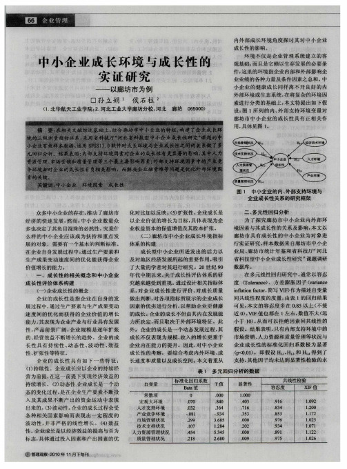 中小企业成长环境与成长性的实证研究——以廊坊市为例