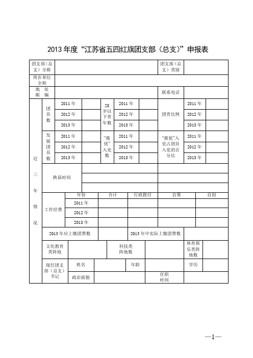 江苏省五四红旗团支部申报表