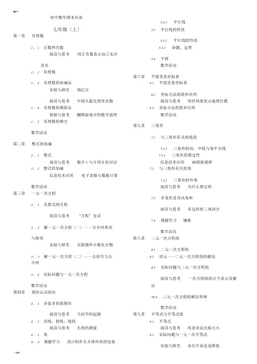 人教版初一至初三(数学)课本目录课件.doc