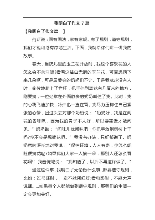 我明白了作文7篇