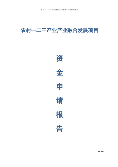 农村一二三产业产业融合发展项目资金申请报告