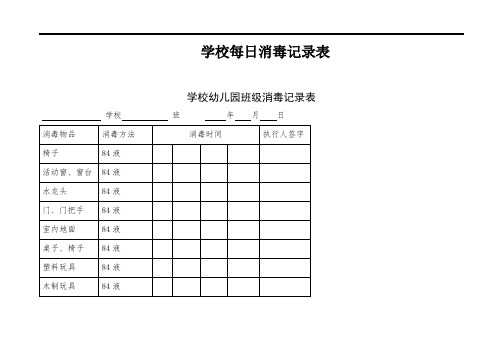 学校每日消毒记录表