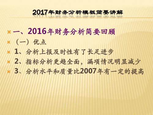 2017年财务分析模板简要讲解